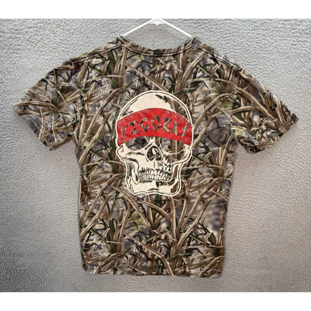 Camouflage Biker Shirt Adult Large Camo Grunge Motorcycle Skater‎ Skull Y2K Mens